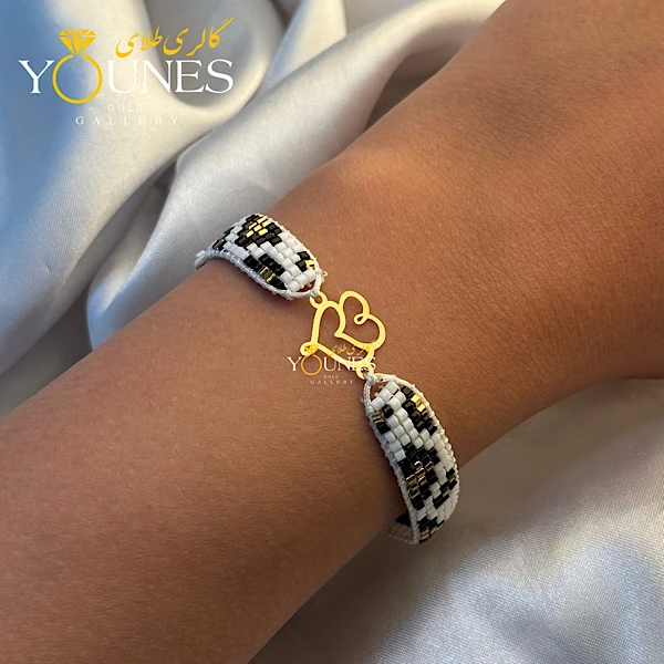 دستبند میوکی پلنگی قلب طلا